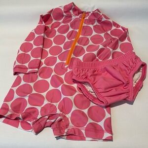Primary Pink Polka Dot Kids Swim One Piece